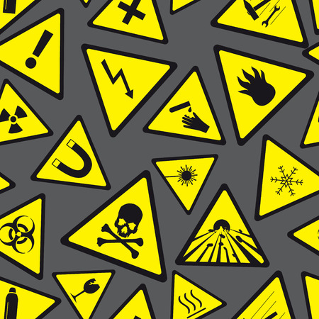 yellow and black danger and warning signs pattern eps10のイラスト素材