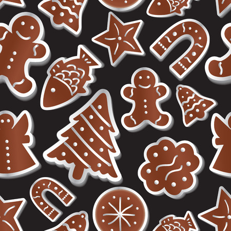 christmas various gingerbread symbols seamless pattern eps10のイラスト素材