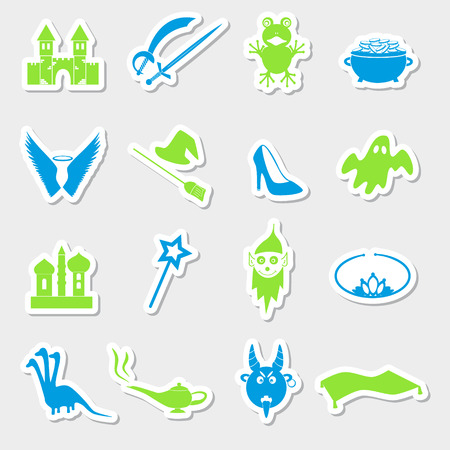 color simple fairy tales theme stickers setのイラスト素材