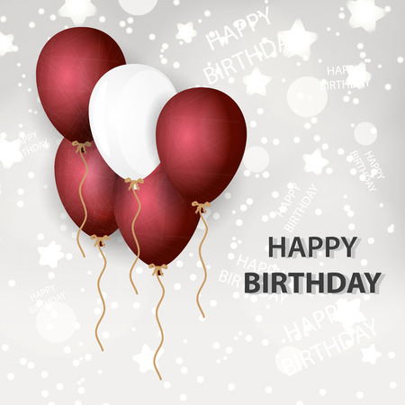 red and white balloons for happy birthdayのイラスト素材