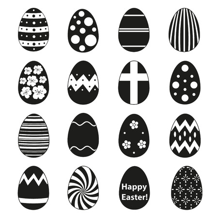 various black Easter eggs design collectionのイラスト素材