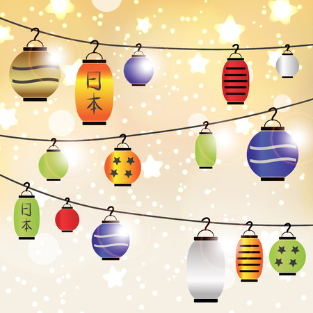 colorful celebration asian lantern shiny background eps10のイラスト素材