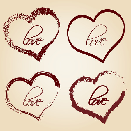 set of red retro love heart grunge symbols eps10のイラスト素材