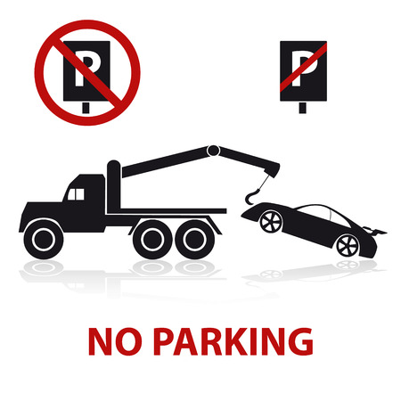 no parking symbols with car and signsのイラスト素材