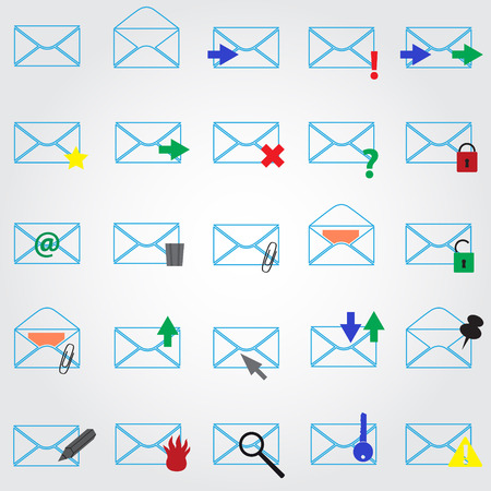computer mail simple outline blue iconsのイラスト素材