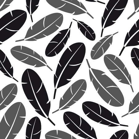 black and gray feathers seamless pattern のイラスト素材