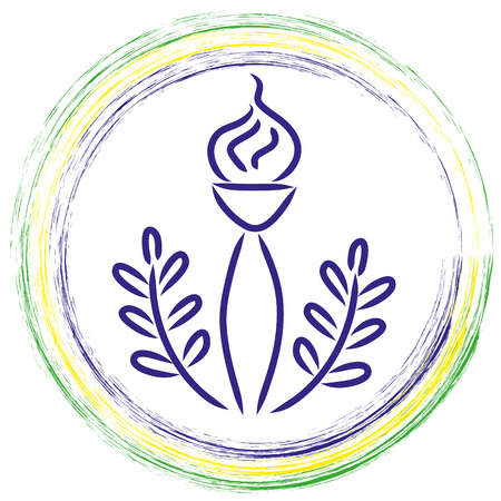 torch doodle symbol in color circle eps10のイラスト素材