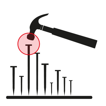 hammer hit nails directly on the head  eps10のイラスト素材