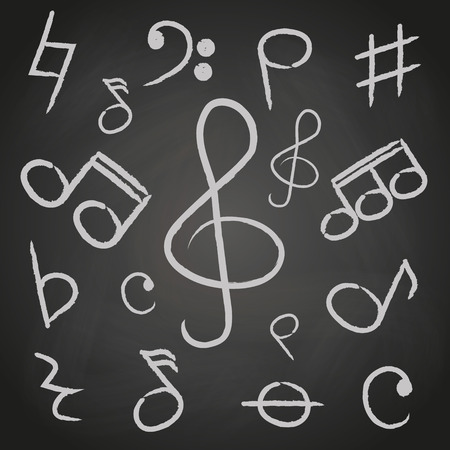 music note icons on black board eps10のイラスト素材