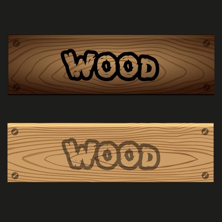 vector wooden banners boards with texture and text eps10のイラスト素材