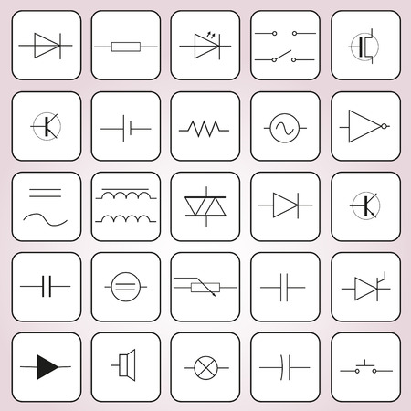 schematic symbols in electrical engineering set eps10のイラスト素材