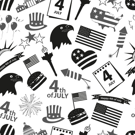 american independence day celebration icons seamless pattern のイラスト素材