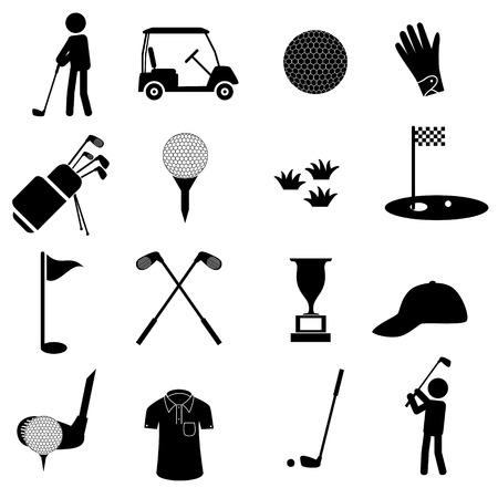 golf sport simple black icons set eps10のイラスト素材