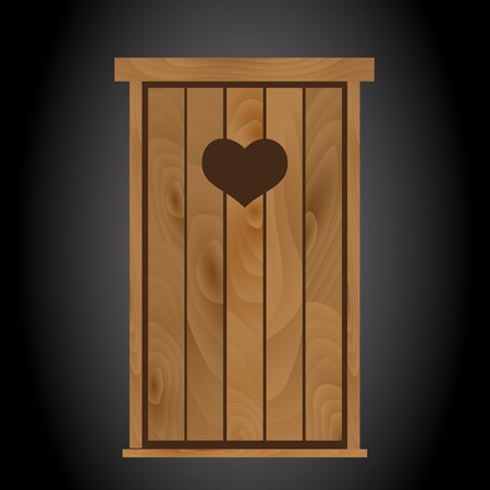 latrine toilet from wood with heart on doors eps10のイラスト素材
