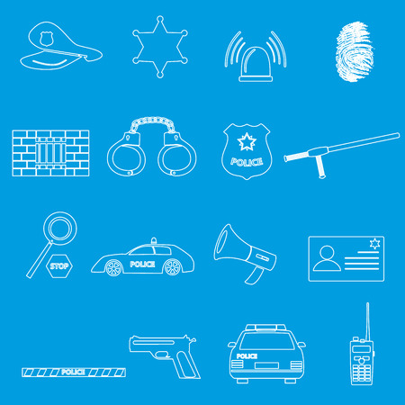 police whihe outline simple icons set eps10のイラスト素材