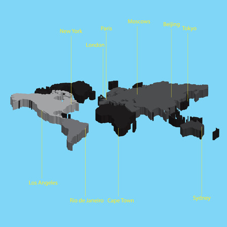 3d map of the world with city locations eps10のイラスト素材