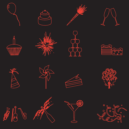 celebration and party outline icons set eps10のイラスト素材