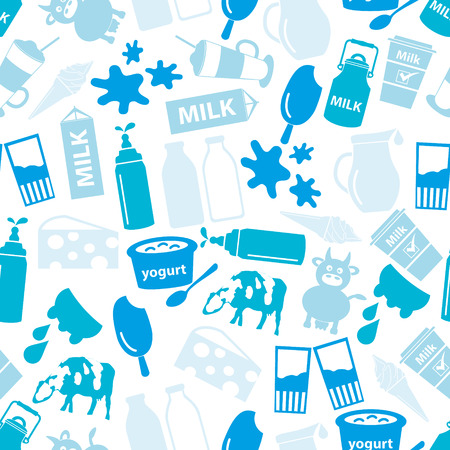 milk and milk product blue theme seamless pattern eps10のイラスト素材