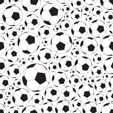 soccer and football balls seamless black and white patternのイラスト素材