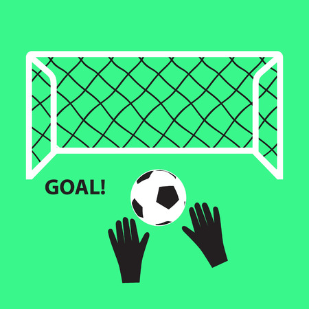 soccer and football goal with ball and hands のイラスト素材