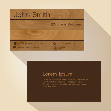 brown wood simple business card design のイラスト素材