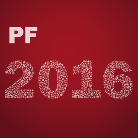 red happy new year pf 2016 from little snowflakes eps10のイラスト素材