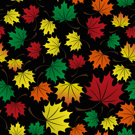 colorful leaves dark fall seamless pattern eps10のイラスト素材