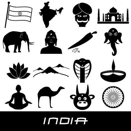 india country theme symbols stickers set eps10のイラスト素材