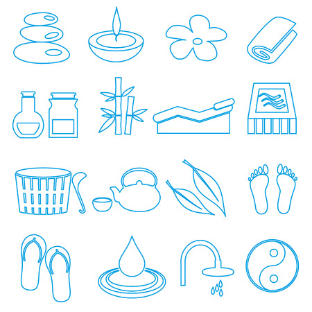 spa and relaxation simple blue outline icons set eps10のイラスト素材