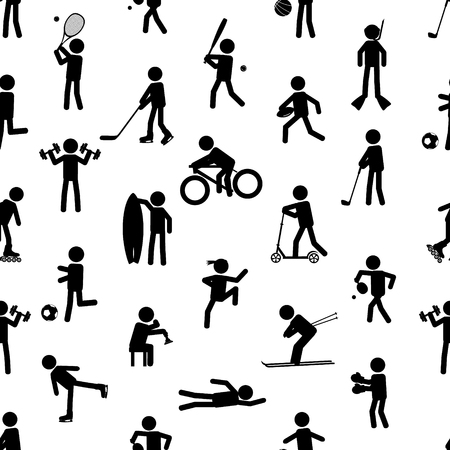 sport silhouettes black simple icons seamless pattern eps10のイラスト素材
