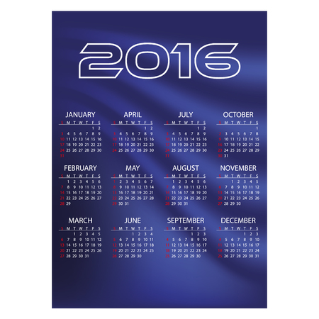 2016 simple business blue waves wall calendarのイラスト素材