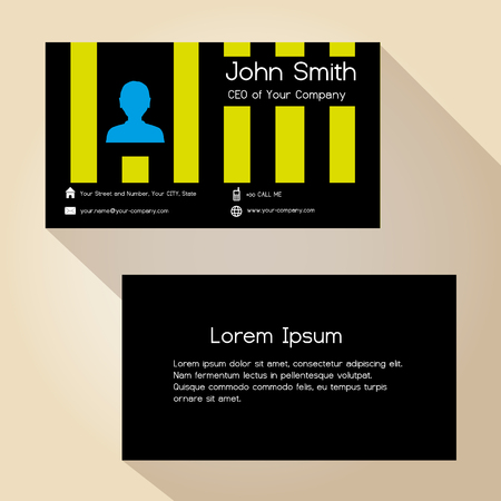 simple black and yellow striped business card design のイラスト素材