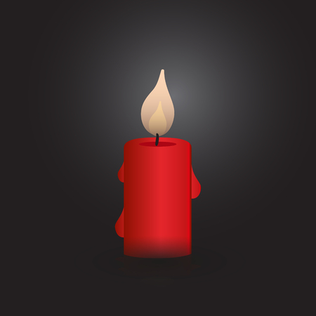 one red isolated vector candle at night のイラスト素材