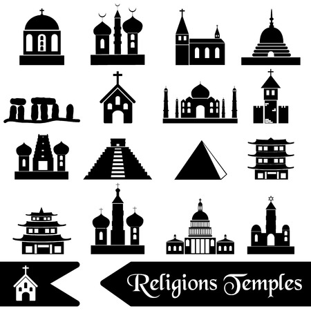 world religions types of temples icons  eps10のイラスト素材
