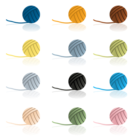 various color balls of wool reflection eps10のイラスト素材