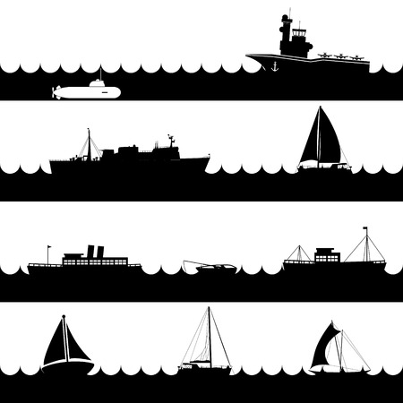 ocean and navy ships variations of scene on sea eps10のイラスト素材