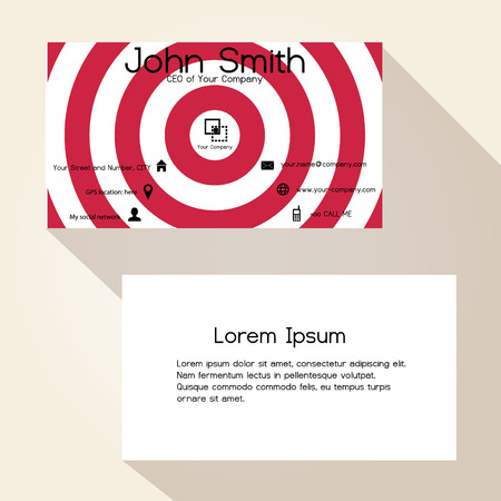 simple red dartboard style red business card design eps10のイラスト素材