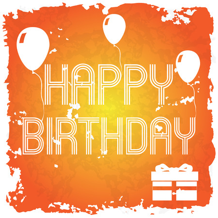 happy birthday on the orange old paper background  のイラスト素材