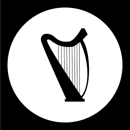 isolated music harp simple black iconのイラスト素材