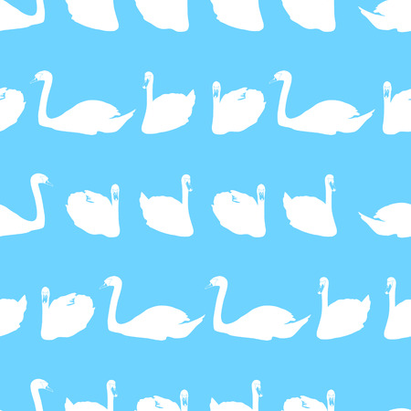 swans shadows silhouette in lines blue pattern eps10のイラスト素材