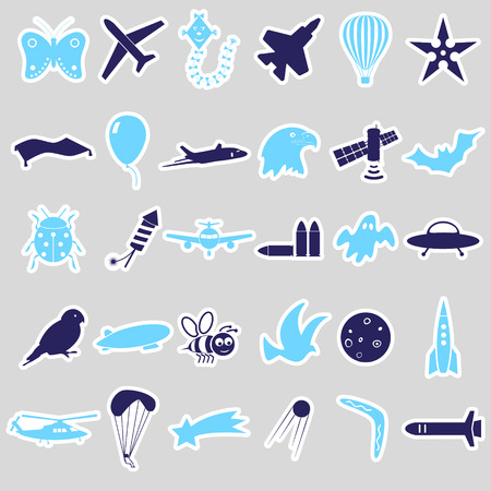 flying theme symbols and stickers set eps10のイラスト素材