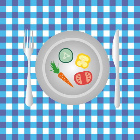 plate with vegetables on the table diet foodのイラスト素材