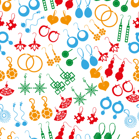 various color ladies earrings types seamless patternのイラスト素材