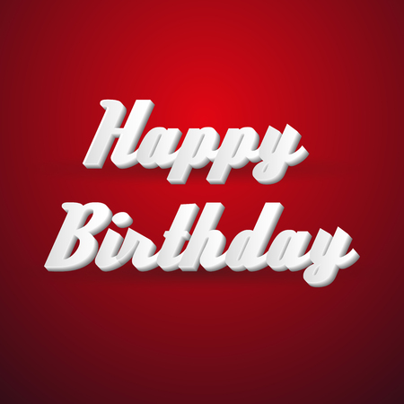 happy birthday modern paper like text message on red backgroundのイラスト素材