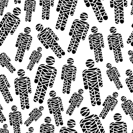 ancient egypt mummy black and white seamless pattern eps10のイラスト素材