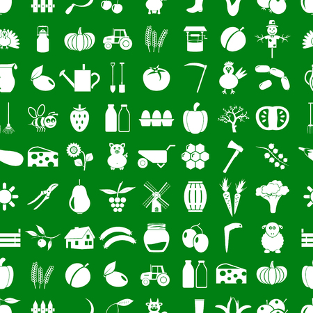 farm and farming simple icons set vector seamless patternのイラスト素材
