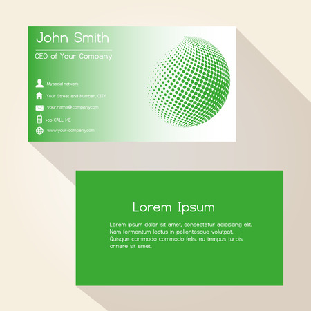 green abstract sphere from dots business card designのイラスト素材