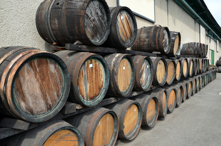 wooden barrels for whiskey or wine photography