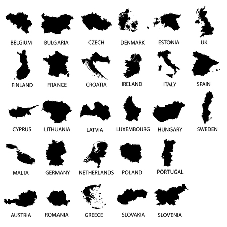 simple black maps all european union countries collection eps10のイラスト素材