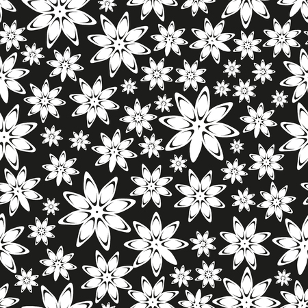 abstract floral star anise spice theme seamless black and white pattern eps10のイラスト素材